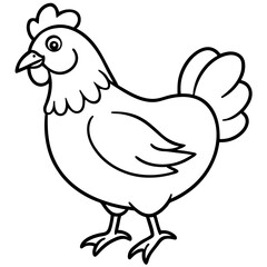 Cute Black Vector Chicken Line Art Black Vector Silhouette Cartoon  Illustration