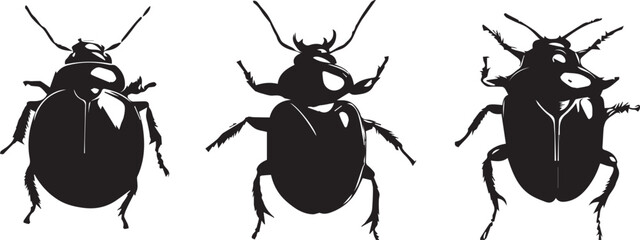 A set of insects silhouettes for flat design. Hand drawn vector illustration