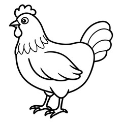 Cute Black Vector Chicken Line Art Black Vector Silhouette Cartoon  Illustration