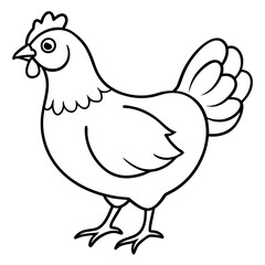 Cute Black Vector Chicken Line Art Black Vector Silhouette Cartoon  Illustration