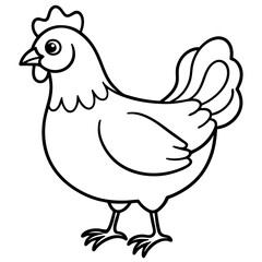 Cute Black Vector Chicken Line Art Black Vector Silhouette Cartoon  Illustration