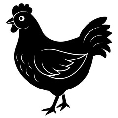 Cute Black Vector Chicken Line Art Black Vector Silhouette Cartoon  Illustration