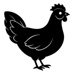 Cute Black Vector Chicken Line Art Black Vector Silhouette Cartoon  Illustration
