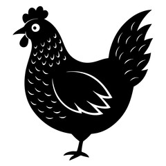 Cute Black Vector Chicken Line Art Black Vector Silhouette Cartoon  Illustration
