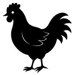 Cute Black Vector Chicken Line Art Black Vector Silhouette Cartoon  Illustration