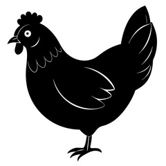 Cute Black Vector Chicken Line Art Black Vector Silhouette Cartoon  Illustration