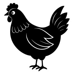 Cute Black Vector Chicken Line Art Black Vector Silhouette Cartoon  Illustration
