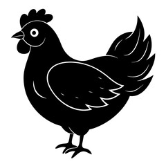 Cute Black Vector Chicken Line Art Black Vector Silhouette Cartoon  Illustration
