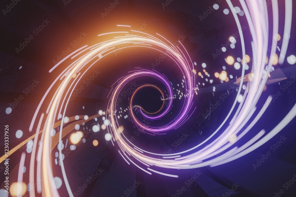 Leinwandbilder abstract swirling neon lights create a mesmerizing vortex of color and energy.