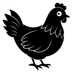 Cute Black Vector Chicken Line Art Black Vector Silhouette Cartoon  Illustration