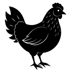 Cute Black Vector Chicken Line Art Black Vector Silhouette Cartoon  Illustration
