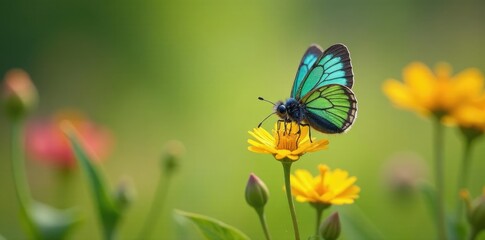 Obraz premium Limenitis archippus sipping nectar from forget-me-nots, limenitis archippus, meadow, wildlife