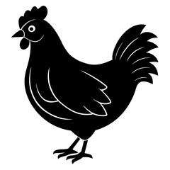 Cute Black Vector Chicken Line Art Black Vector Silhouette Cartoon  Illustration