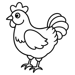 Cute Black Vector Chicken Line Art Black Vector Silhouette Cartoon Illustration