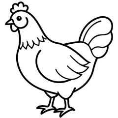 Cute Black Vector Chicken Line Art Black Vector Silhouette Cartoon Illustration