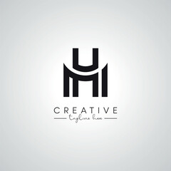 HM MH Letter Modern Alphabet Logo Design. Initial Based Vector Template.