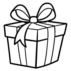Elegant line art of a wrapped gift with a bow