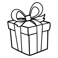 Elegant line art of a wrapped gift with a bow