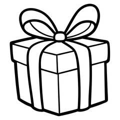 Elegant line art of a wrapped gift with a bow