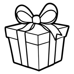 Elegant line art of a wrapped gift with a bow