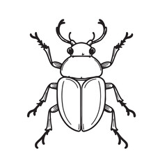 Fototapeta premium beetle isolated line art vector on white background