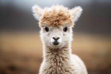 Fototapeta premium Cute Baby Llama Portrait - Adorable South American Mammal on Farm (AR 3:2)