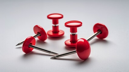 Bright Red Push Pin on a Crisp White Background for Office, Organizing, or Pinning Tasks