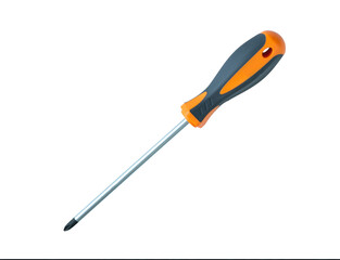 Screwdriver with yellow and gray handle. Home tool