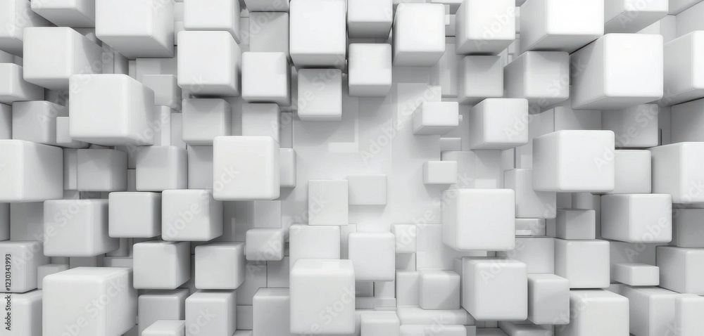 Poster 3D rendering of a white cube pattern creating a modern abstract design background