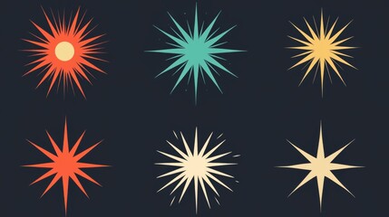 Collection of Stylish Starburst Graphic Design Elements