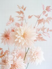 Soft Pink Floral Arrangement with Delicate Leaves and Petals
