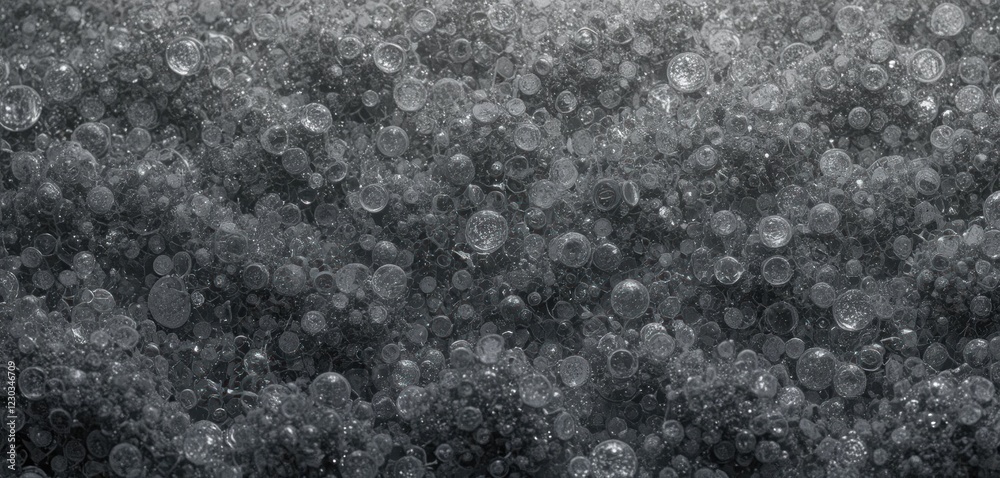 Wall mural abstract fractal pattern of grey bubbles and spheres with intricate details