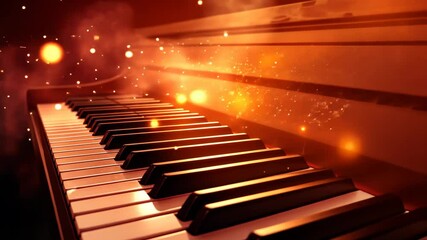 Elegant piano keys illuminated by soft light create a serene atmosphere for music lovers