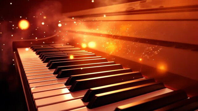 Elegant piano keys illuminated by soft light create a serene atmosphere for music lovers