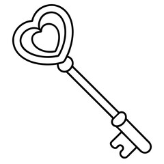 Heart Key Line Art Vector Design