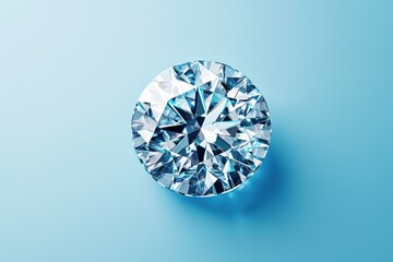The pastel blue background enhances the beauty and clarity of the isolated gem. 