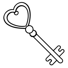 Heart Key Line Art Vector Design