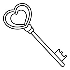Heart Key Line Art Vector Design
