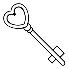 Heart Key Line Art Vector Design