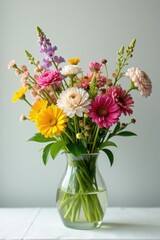 Freshly picked wildflowers in a vase on a soft background, flowers, arrangement, garden