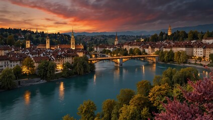 Fototapeta premium sunset over the lake