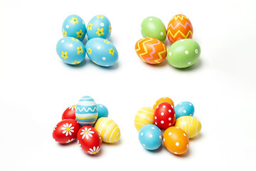 Isolated Easter Eggs in Pastel and Bold Colors on a White Background