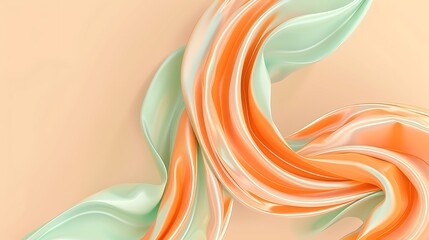 Soft pastel swirls of orange and mint green on a solid beige background.