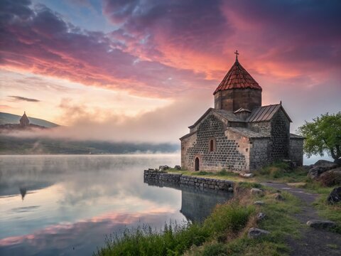 Mystical Sevanavank Monastery on Lake Sevan, Armenia: Sunrise Serenity