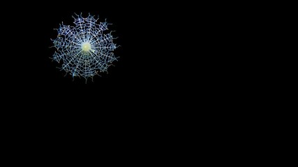 Fototapeta premium Radiolarian with delicate, lacy silica skeleton floating in dark ocean, underwater world, bioluminescent, marine biology
