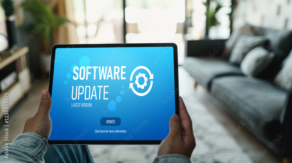 Aufkleber software update on computer for brisk version of device software upgrade