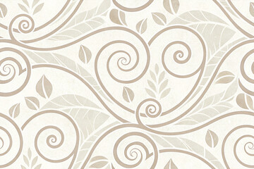 elegant illustration with curved lines and plant elements - seamless pattern for your design
