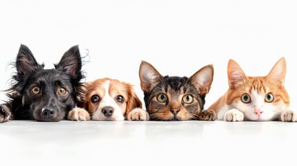 Fototapeta premium Adorable Pets Posing Together: Dogs and Cats