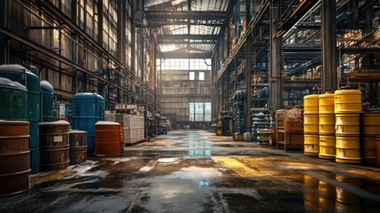 Naklejka premium Industrial Interior: A Glimpse into a Forgotten Factory