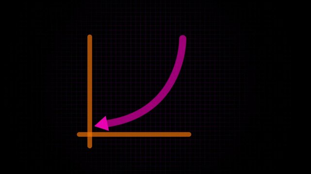 Business grow down arrow. Animated linear symbol of arrow is drawn.